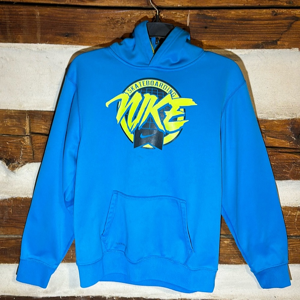 VTG ~ NIKE Skateboarding Hoodie ~ Youth Boys XL ~ BLUE Teal Yellow ~ Therma-Fit